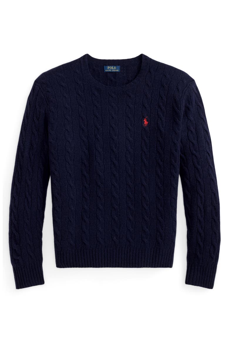 Cable Wool & Cashmere Sweater, Alternate, color, BLUE