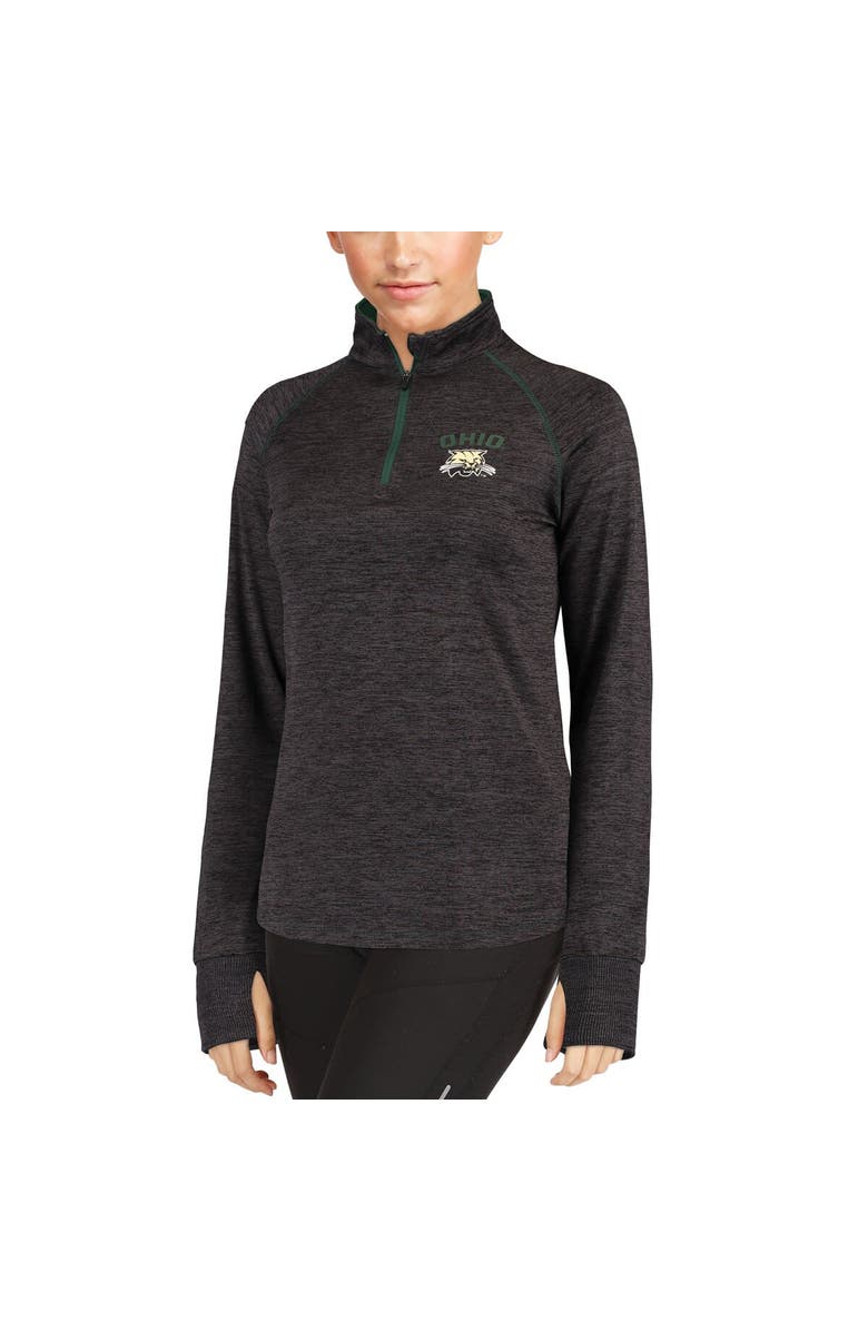 COLOSSEUM Women's Colosseum Black Ohio Bobcats Bikram Lightweight Fitted Quarter-Zip Long Sleeve Top, Alternate, color, 