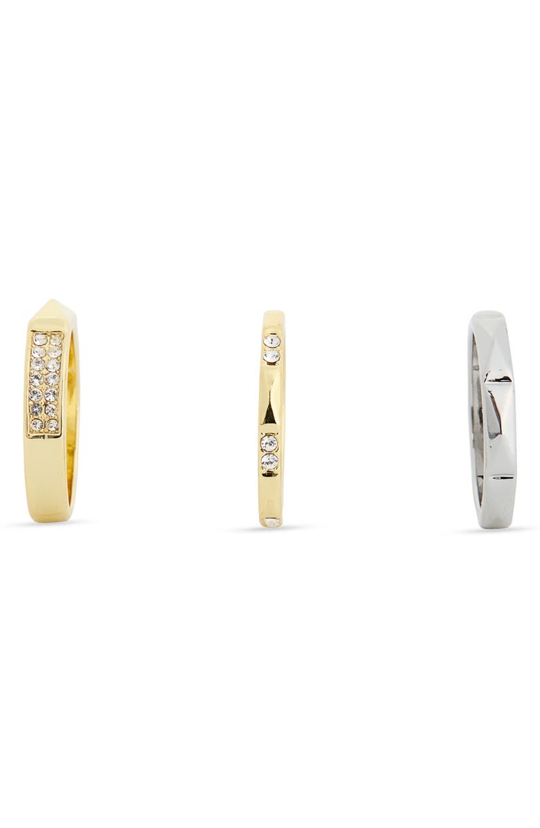 Covet Set of 3 Two-Tone Pyramid Band Rings, Alternate, color, Two Tone