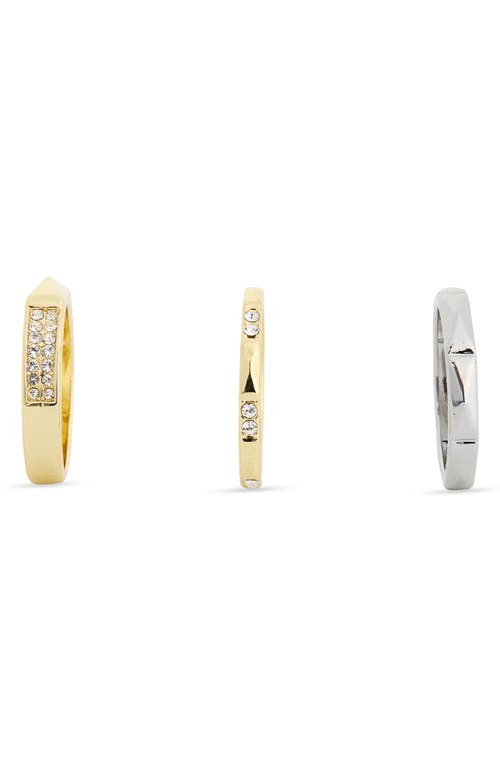 Covet Set Of 3 Two-tone Pyramid Band Rings