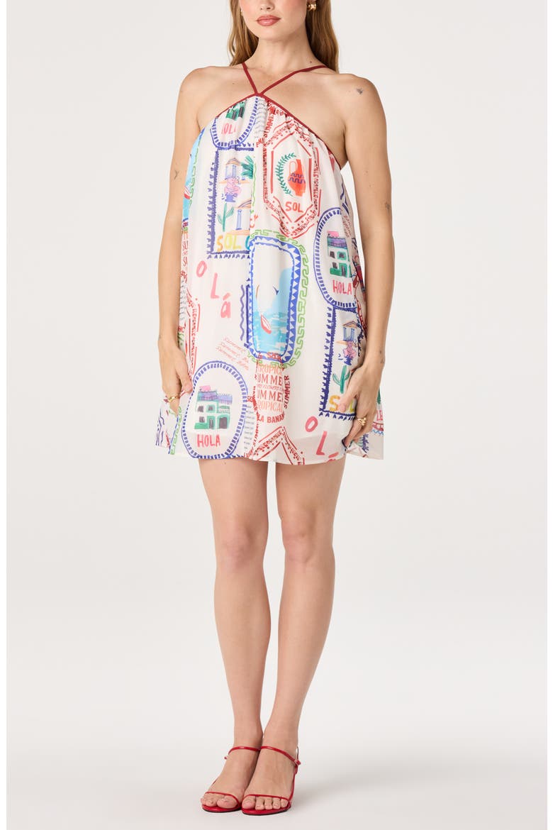 Marcela Stamp Print Minidress, Main, color, STAMP PRINT MULTI