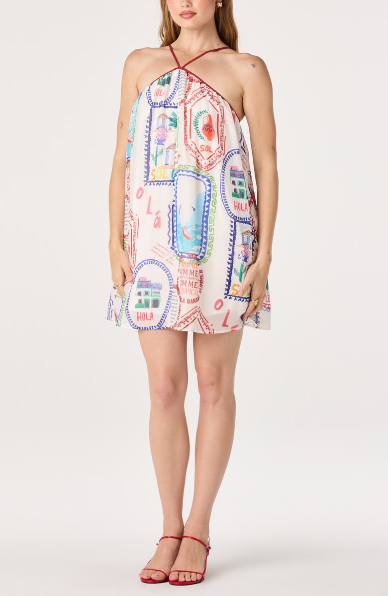 ASTR the Label Marcela Stamp Print Minidress, Main, color, Stamp Print Multi
