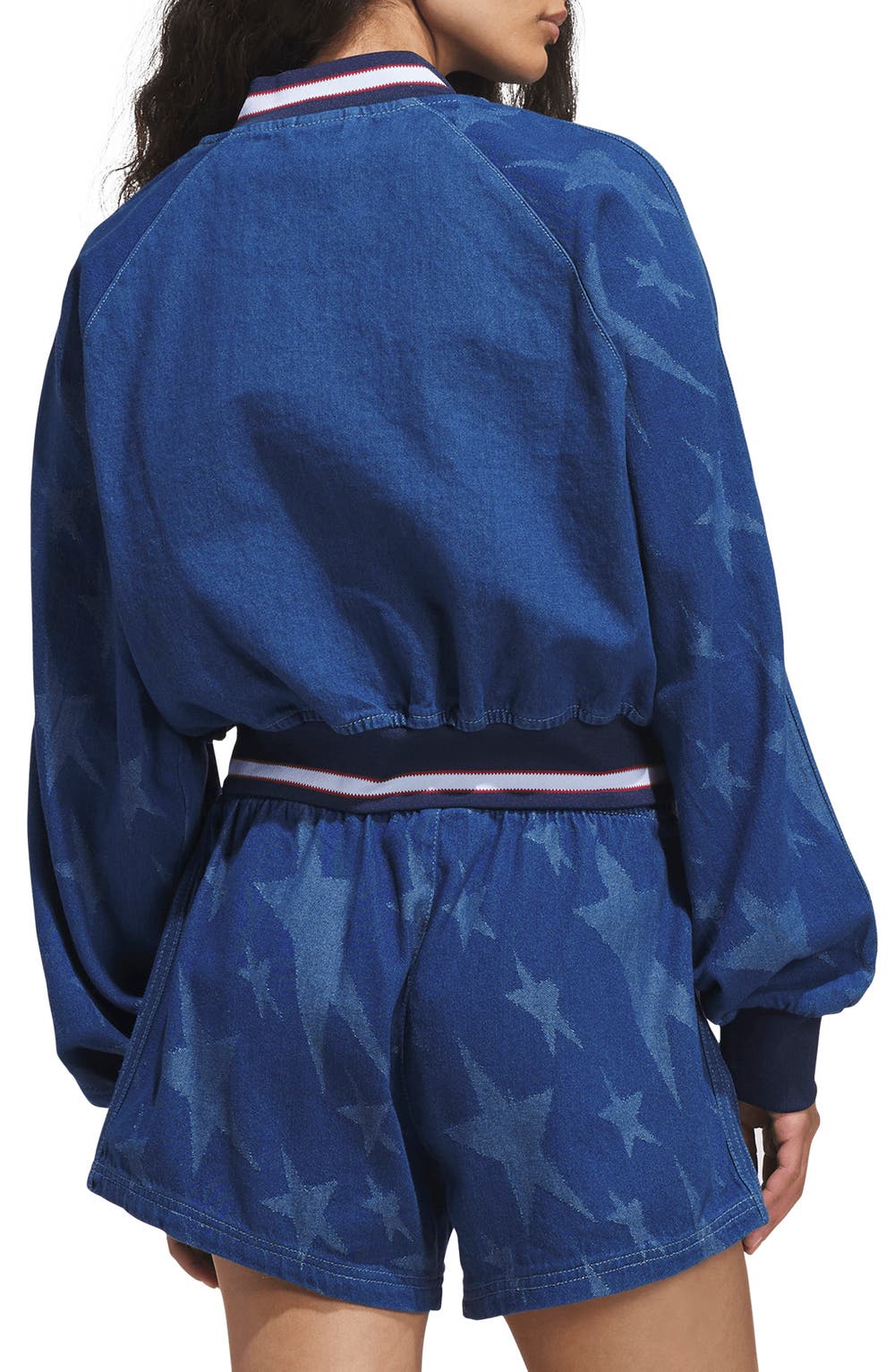 Sst Denim Graphic Varsity Bomber Jacket, image 2 of 6
