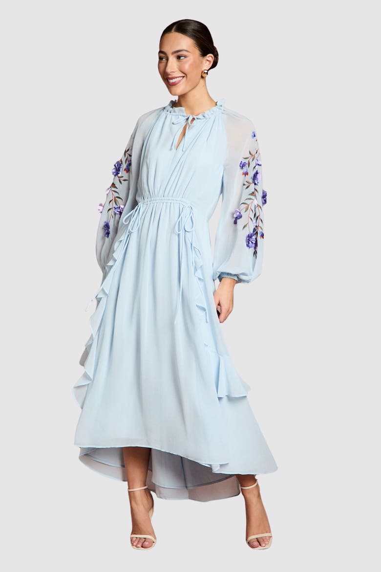 Floral Ruched Midi Dress, Main, color, Light Blue