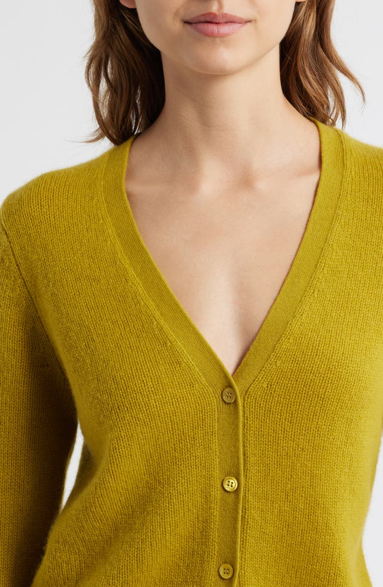 DÔEN Cameron Cashmere V-Neck Cardigan, Alternate, color, Antique Moss