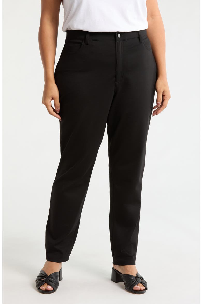 High Waist Slim Pants, Main, color, BLACK