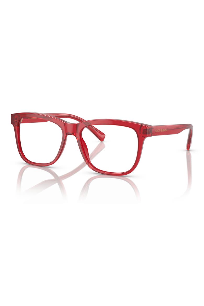49mm Rectangular Glasses, Alternate, color, TRANSPARENT RED / DEMO LENS