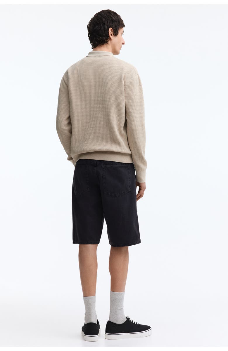 H&M Relaxed Denim Shorts, Alternate, color, Black