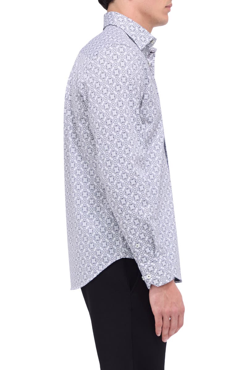 Bugatchi James OoohCotton<sup>®</sup> Mandala Print Button-Up Shirt, Alternate, color, Black