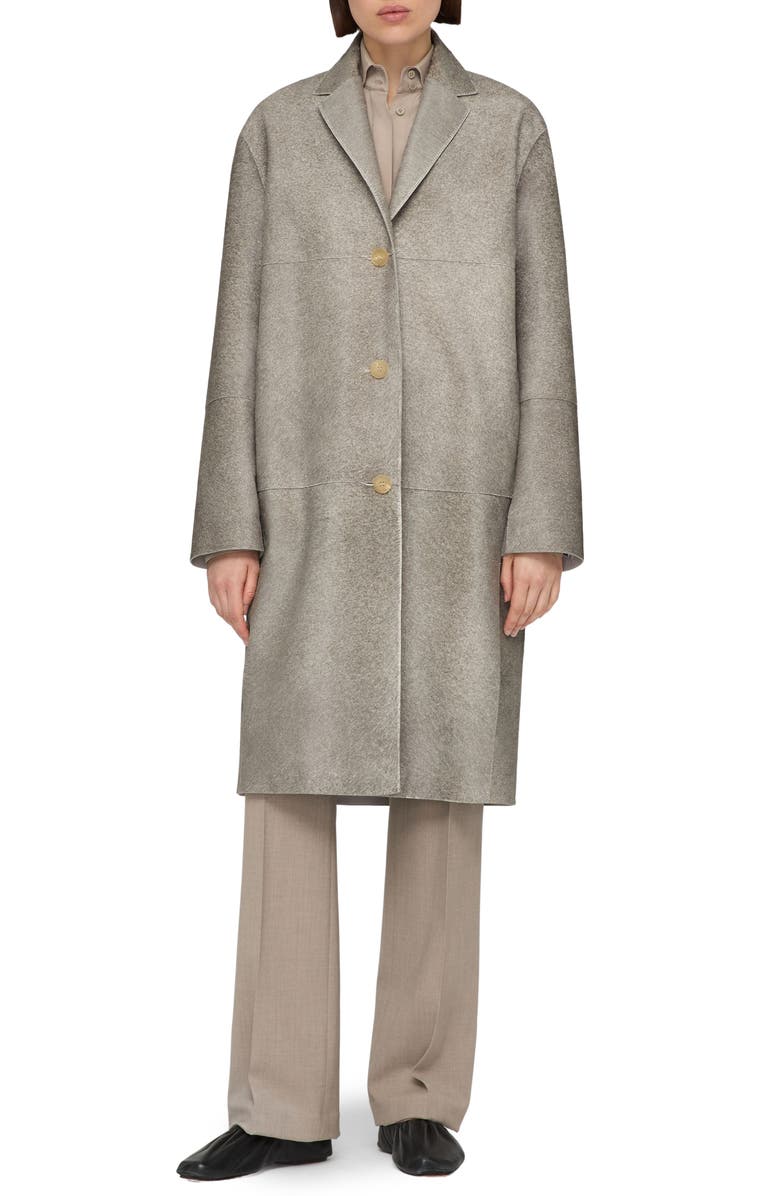 Lafayette 148 New York Genuine Calf Hair Three Button Coat, Main, color, Raindrop