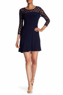 Nina Leonard Illusion High-Low Swing Dress