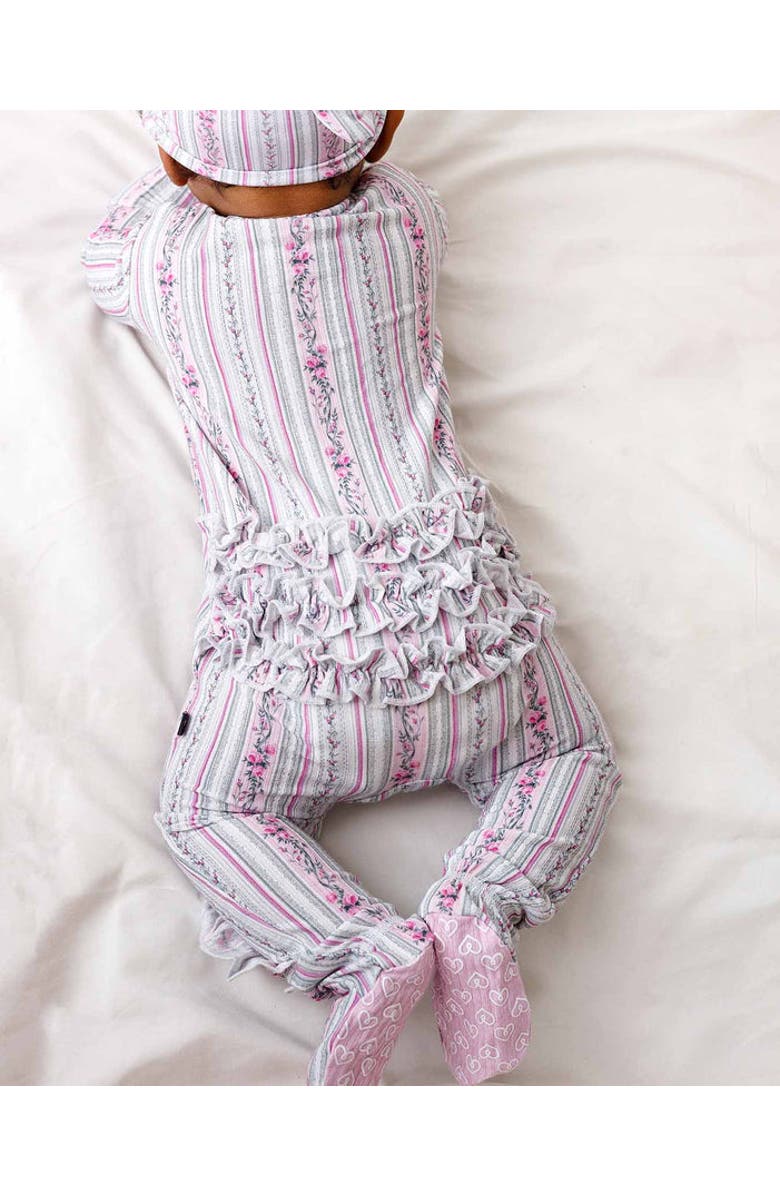 Lev Baby Victorian Floral Ruffled Zippered Footie, Alternate, color, Pink