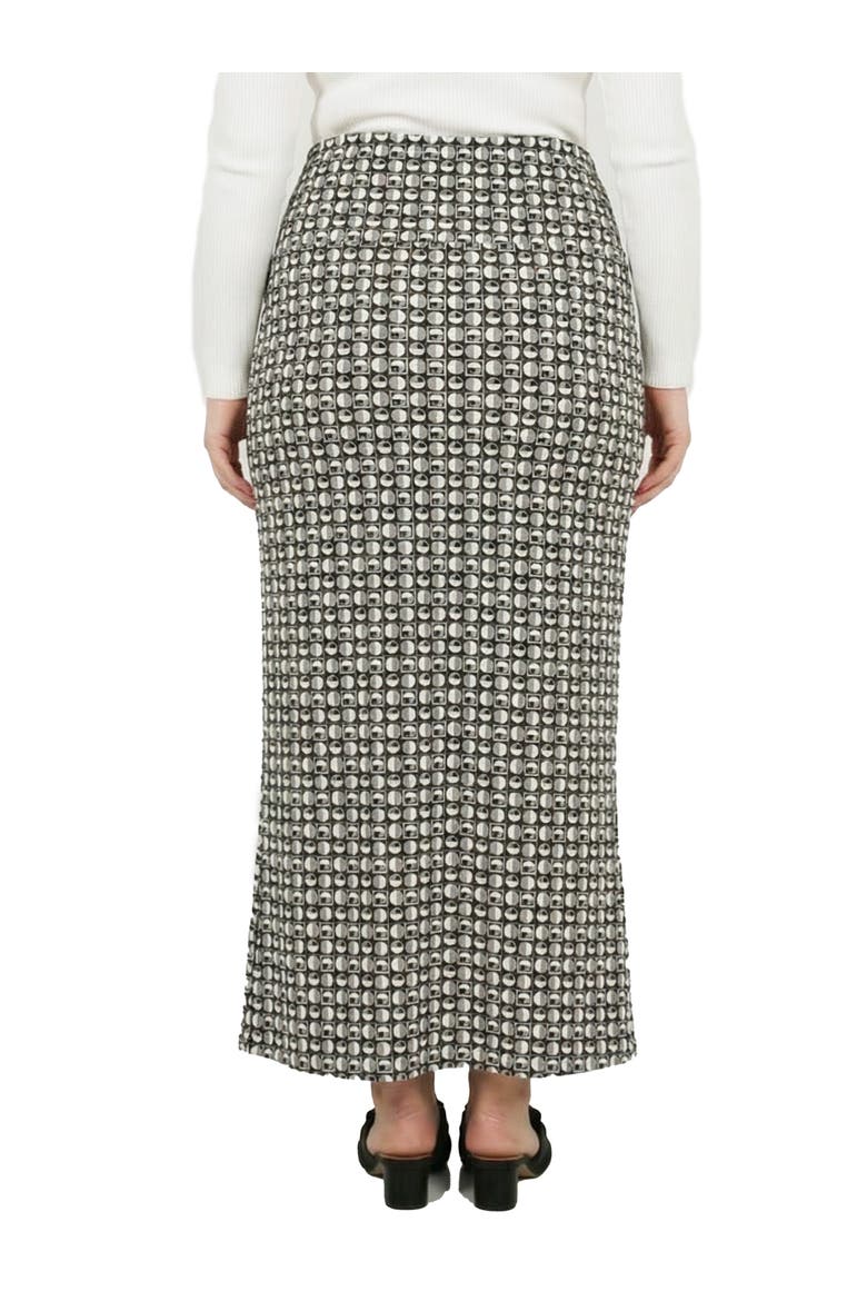 Curvy Essential Geometric Print Foldover Waist Maxi Skirt, Alternate, color, Black Multi