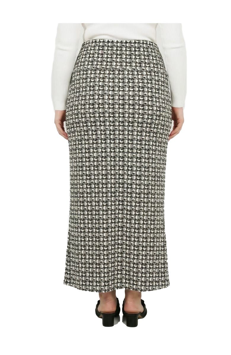 24seven Comfort Apparel Curvy Essential Geometric Print Foldover Waist Maxi Skirt, Alternate, color, Black Multi