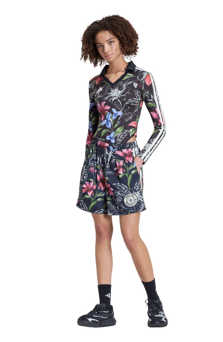 adidas x FARM Rio Floral Long Sleeve Bodysuit, Alternate, color, Black/ Cream White/ Multicolor