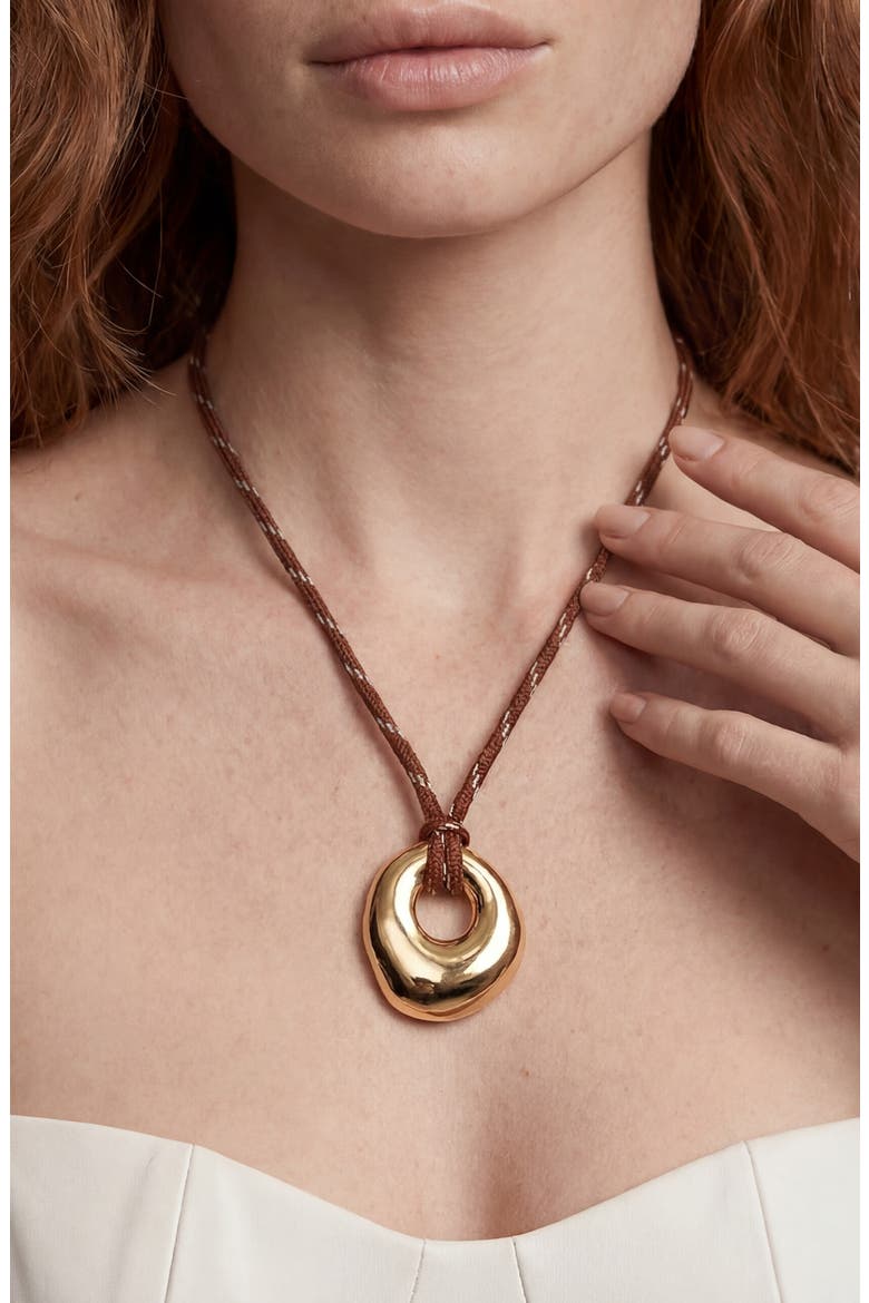 Molten Halo Cord Pendant Necklace, Alternate, color, BROWN