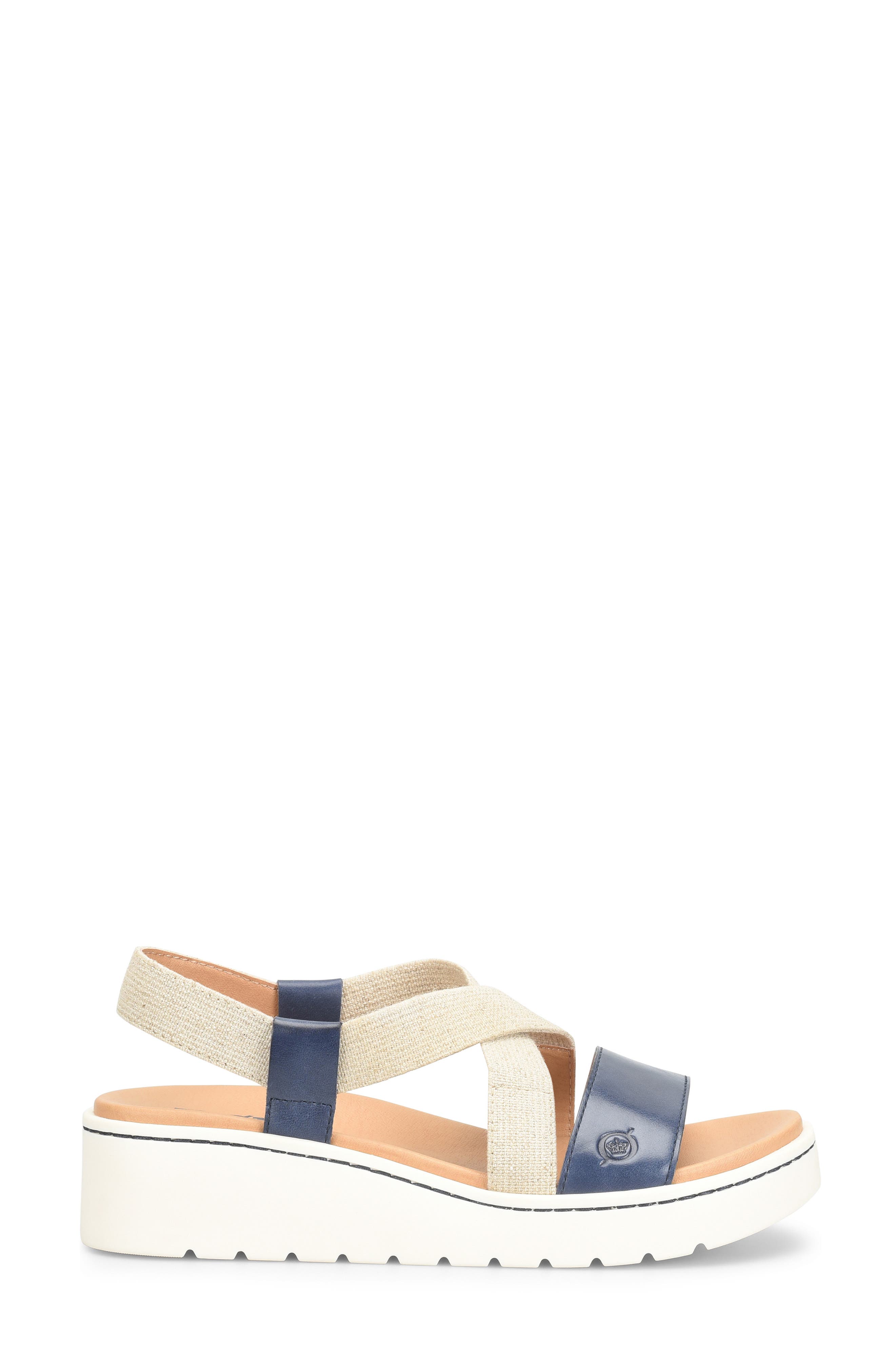 Børn Kasady Ankle Strap Platform Wedge Sandal, Alternate, color, Navy Leather