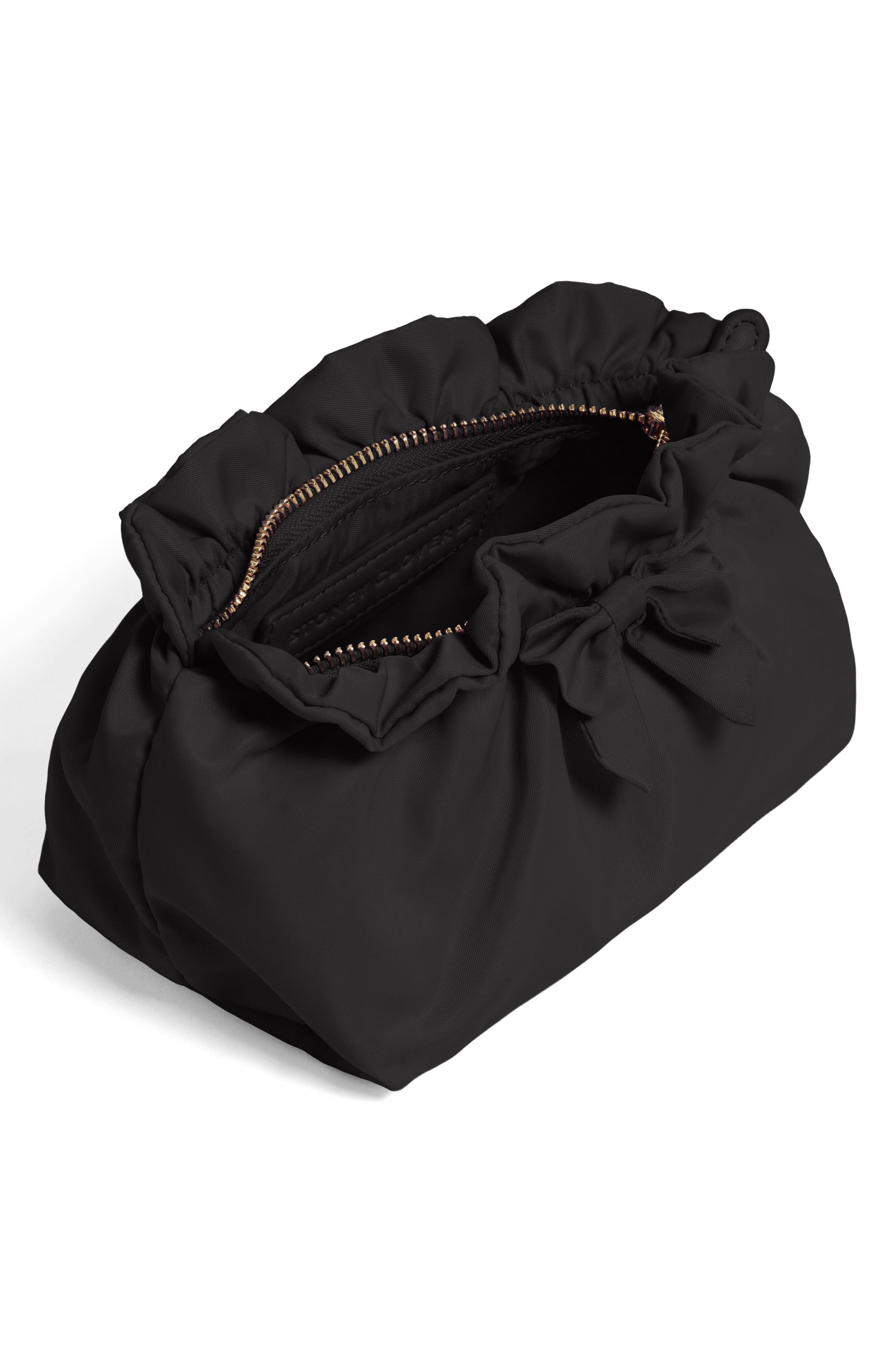 Stoney Clover Lane Bow Nylon Pouch, Alternate, color, Noir