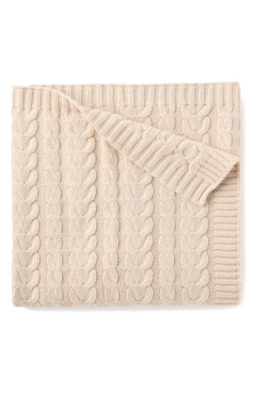 Elegant Baby Horseshoe Cable Knit Cotton Blanket in Rainy Day 