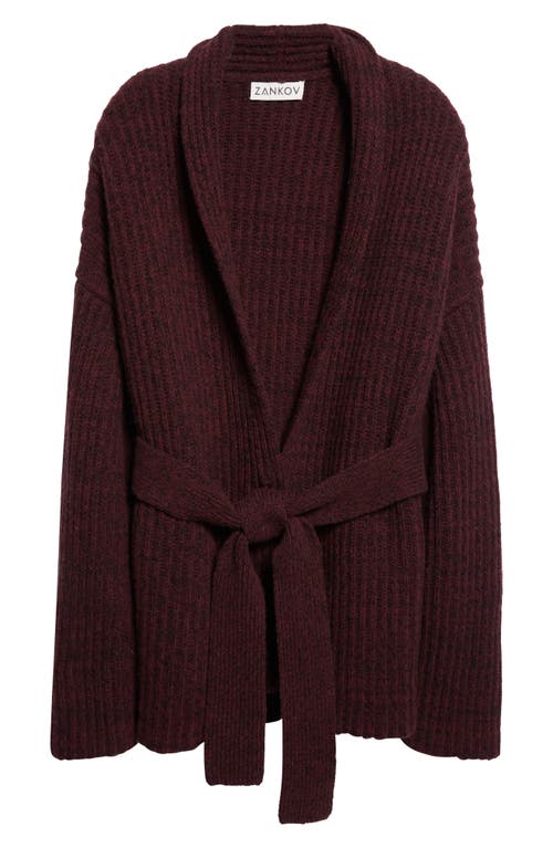 Zankov Paulina Rib Merino Wool Wrap Cardigan In Purple