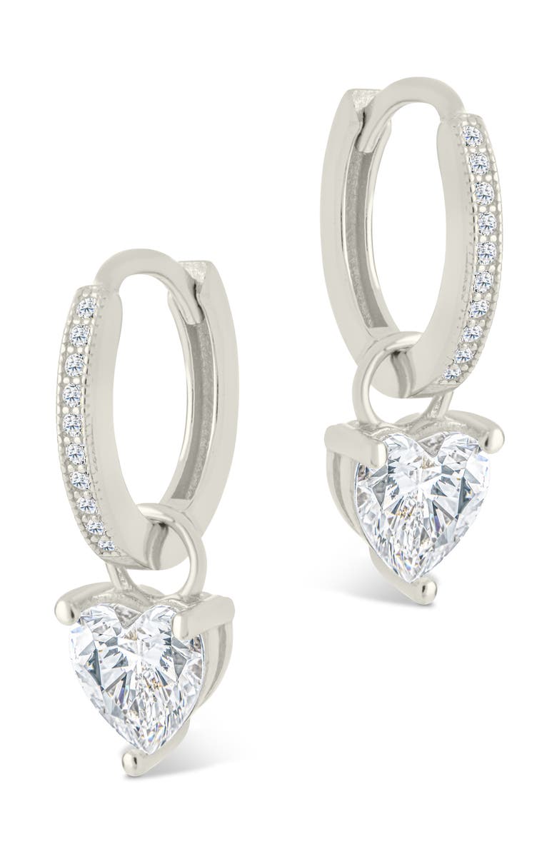 Sterling Forever Eugenia Heart Drop Huggie Hoop Earrings, Alternate, color, Silver