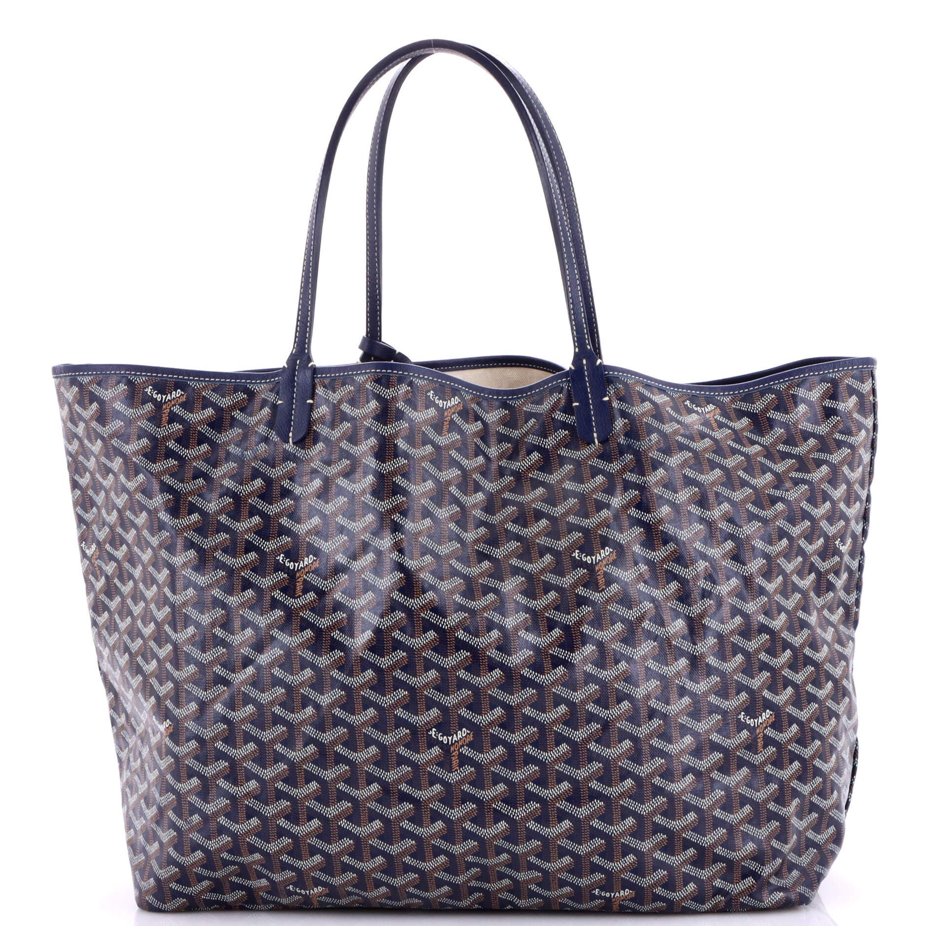 Pre-Owned Goyard Saint Louis Tote Coated Canvas GM, Main, color, Blue
