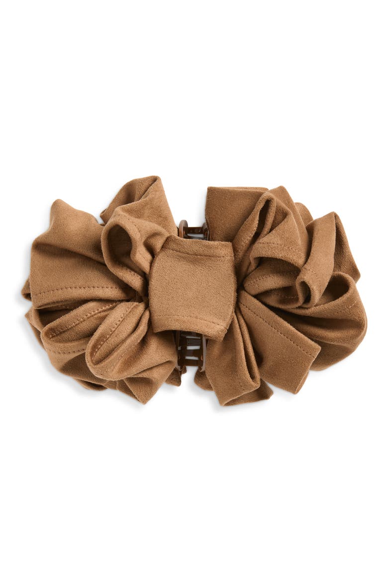Rita Faux Suede Claw Clip, Main, color, WALNUT