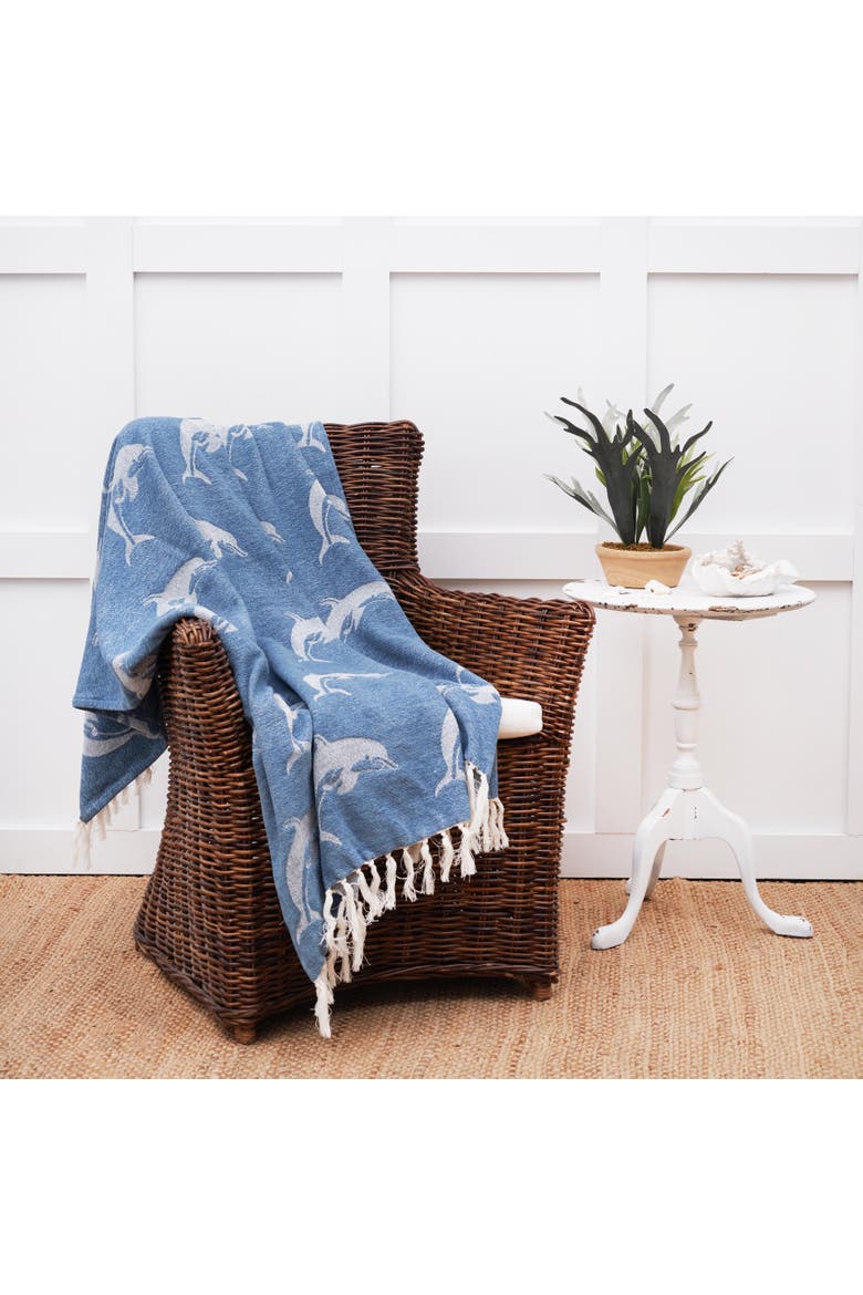 Dolphin Blue Throw Blanket, Alternate, color, Blue