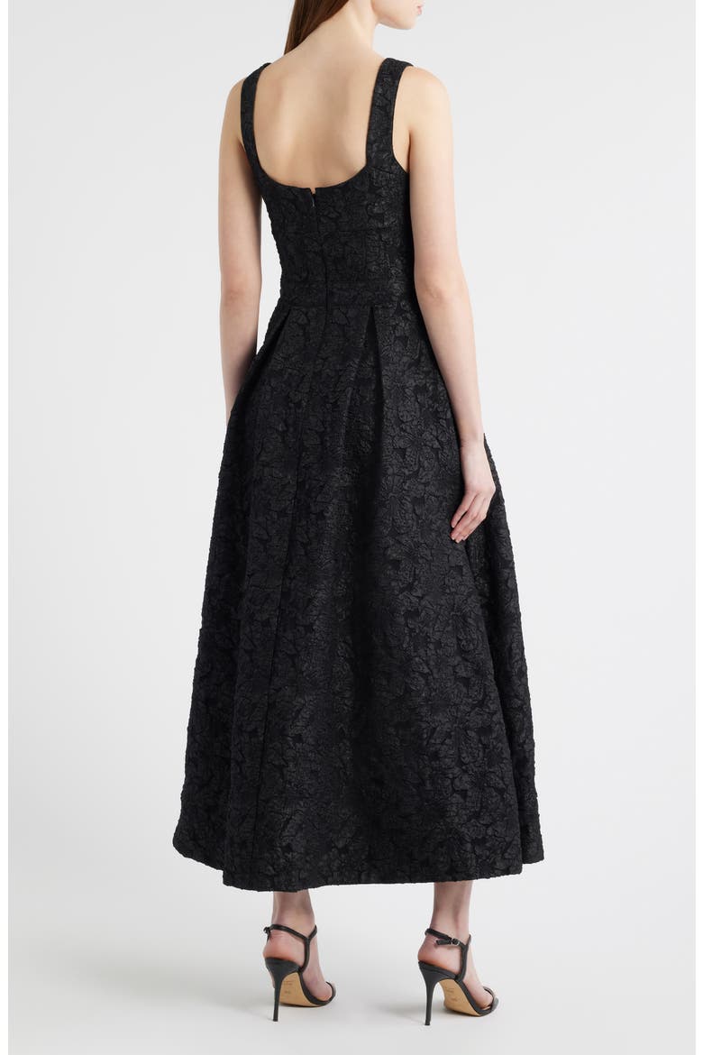 Floral Jacquard Gown, Alternate, color, BLACK