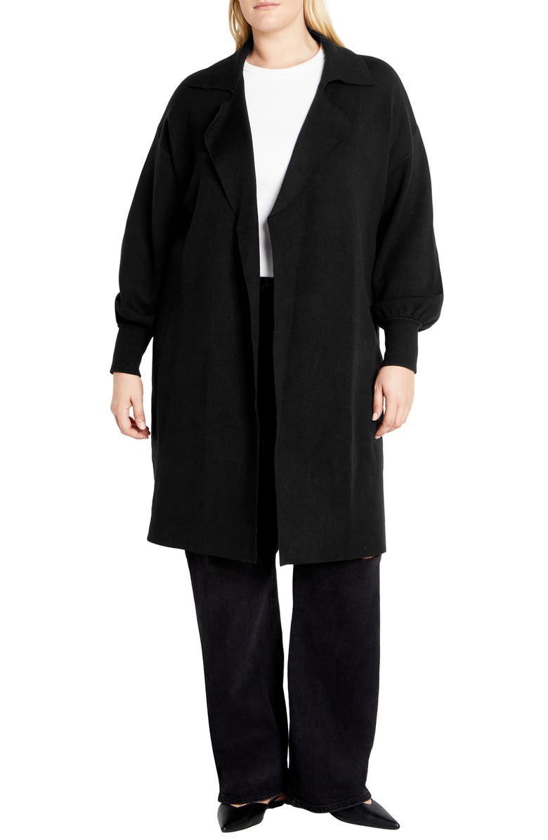 City Chic Elsie Longline Cardigan, Main, color, Black