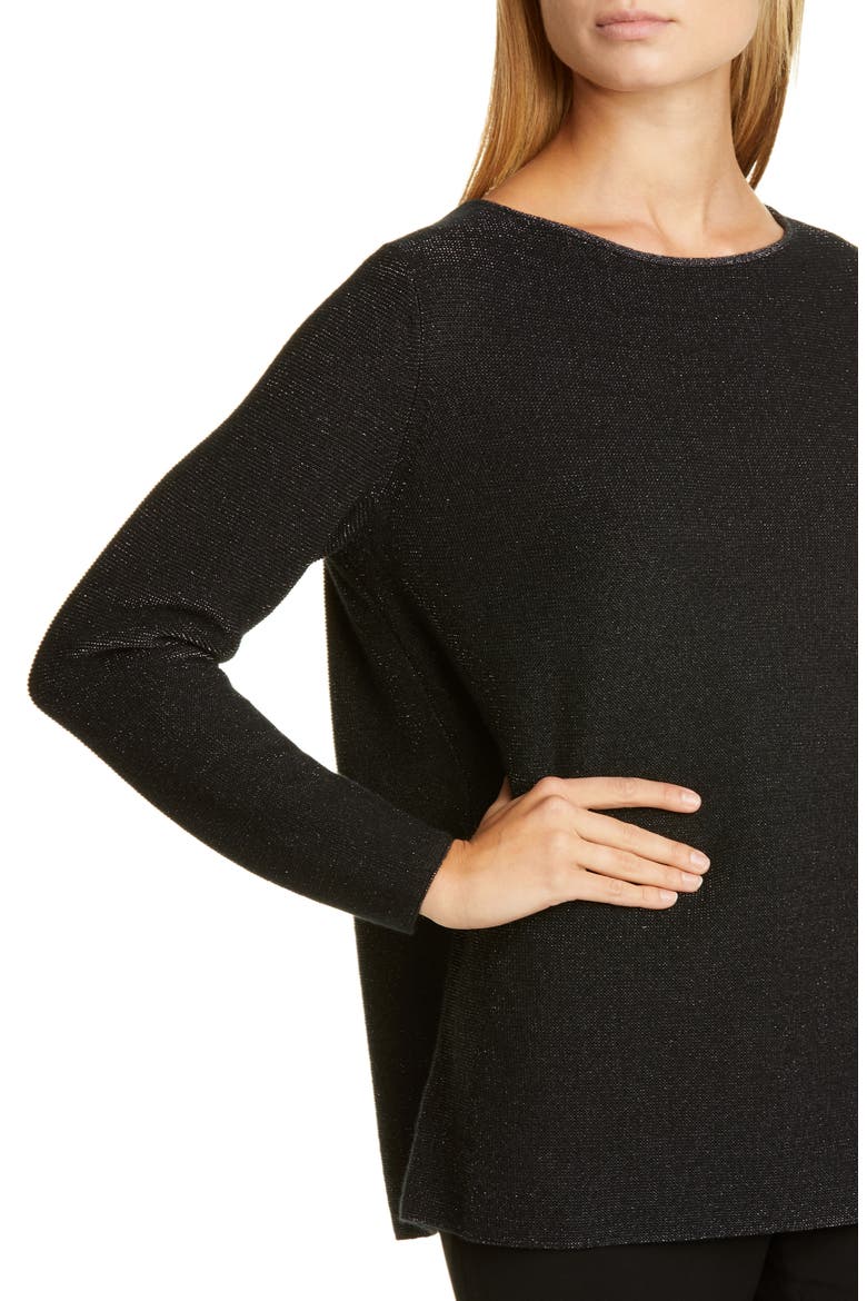 Metallic Cashmere Blend Sweater, Alternate, color, BLACK METALLIC