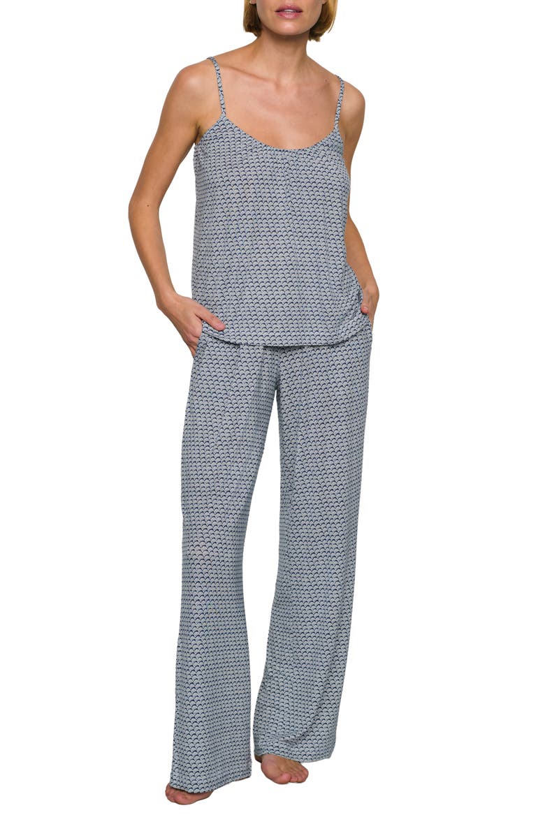Gisele Printed Camisole Pants Pajamas, Main, color, SEASHELL NAVY