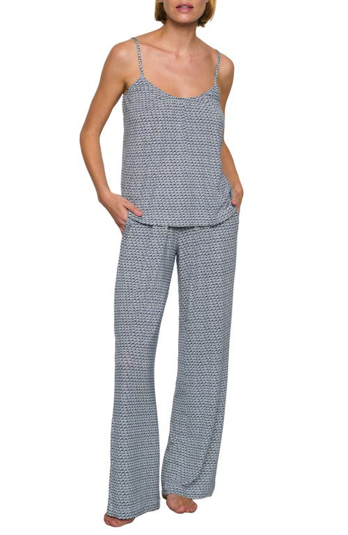Eberjey Gisele Printed Camisole Pants Pajamas in Seashell Navy at Nordstrom, Size Large