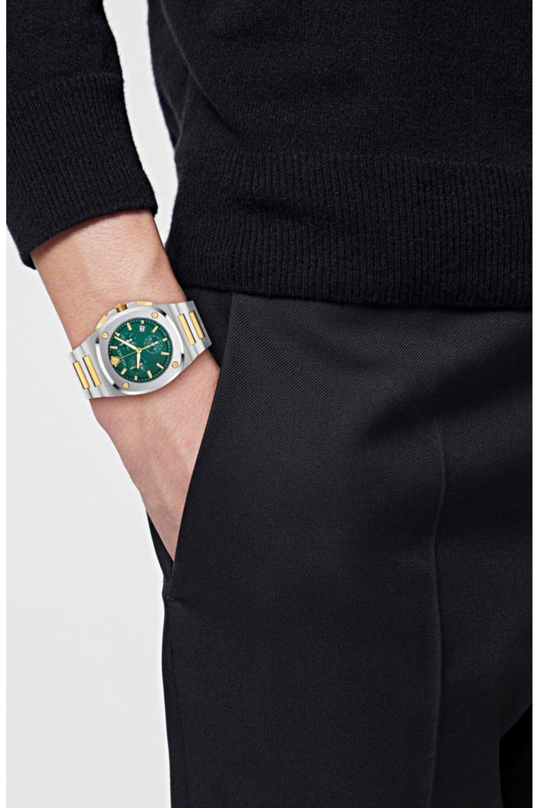 Tolomeo Chronograph Bracelet Watch, 44mm, Alternate, color, GREEN/ TWO TONE