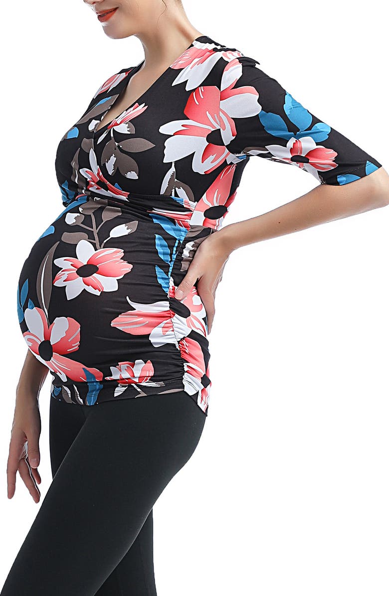 Kimi and Kai Essential Ruched Maternity/Nursing Top, Alternate, color,
