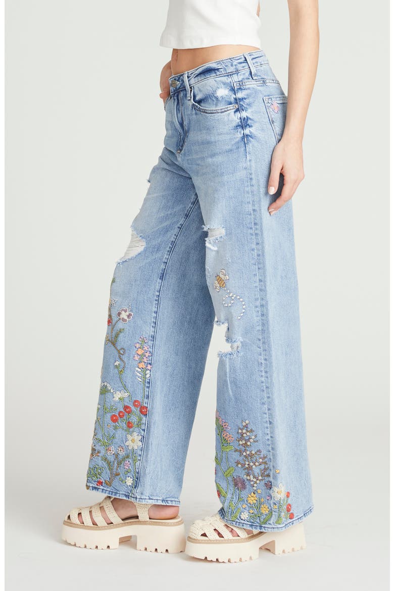 Marlena Distressed Wide Leg Jeans, Alternate, color, LIGHT WASH