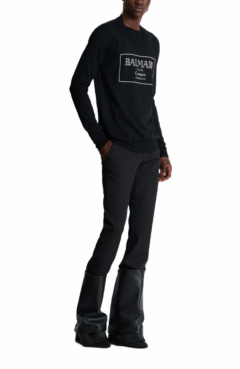 Balmain Knit Jumper With Balmain Couture Label, Alternate, color, Black