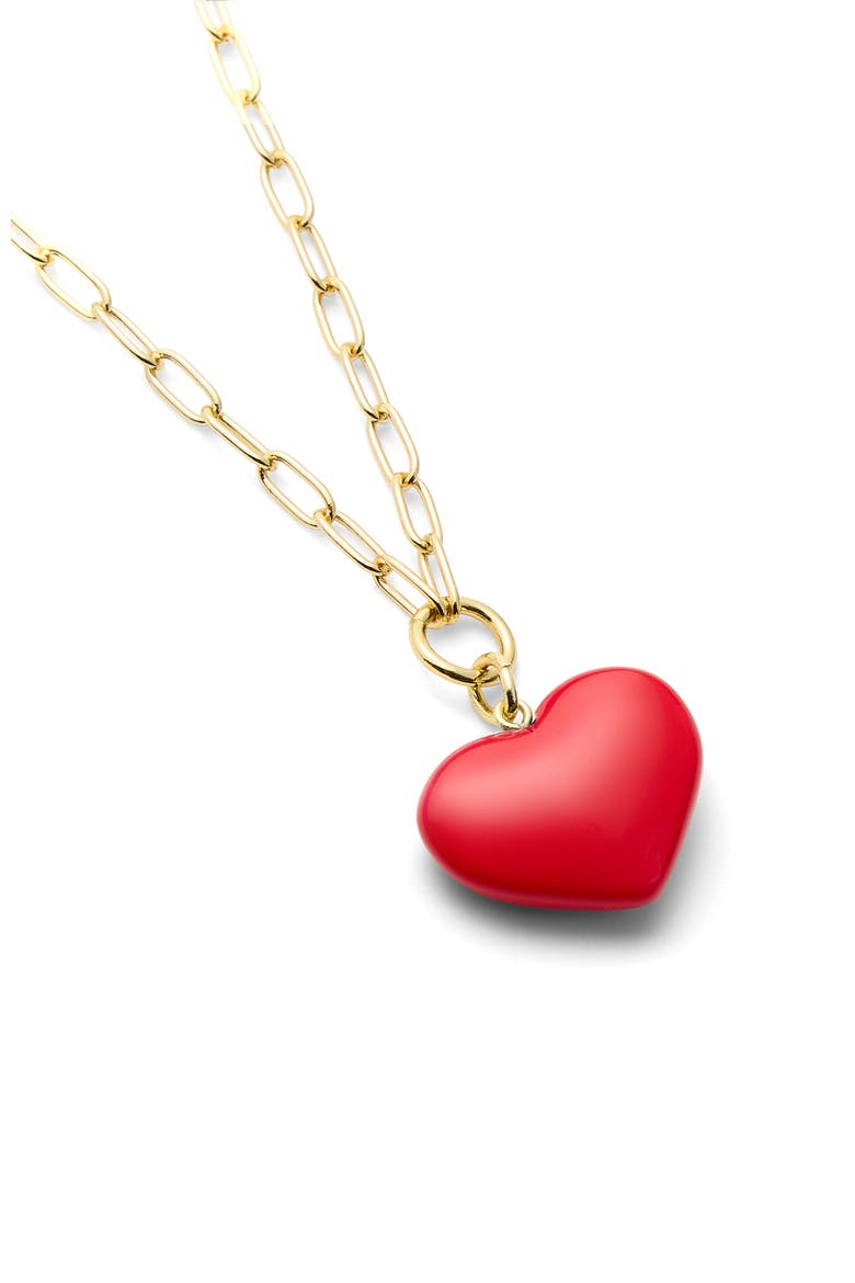 Mini Heart Pendant Necklace, Alternate, color, Ruby