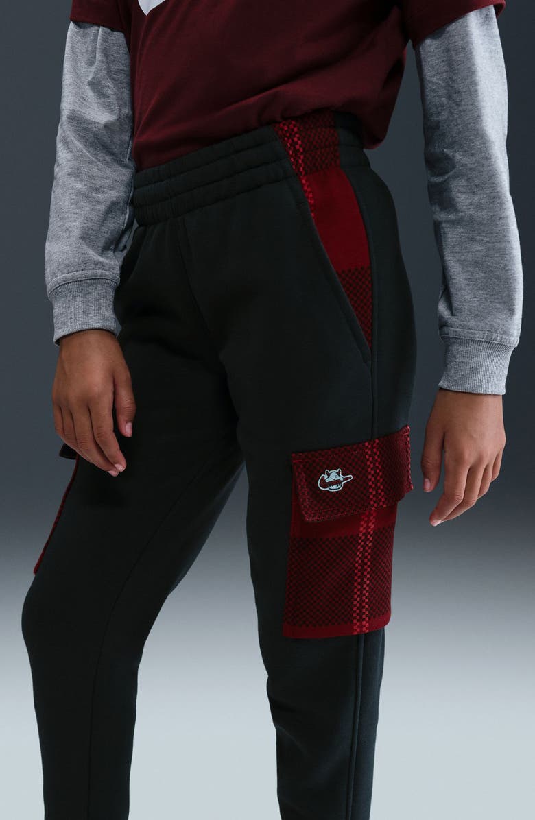 Nike Kids' Club Fleece Cargo Joggers, Alternate, color, Off Noir/ University Red