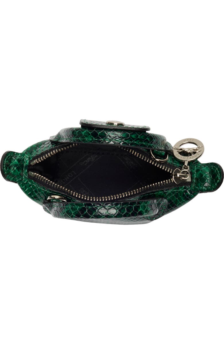 Longchamp Le Pliage Cuir Croc Embossed Extra Small Crossbody Bag, Alternate, color, Green