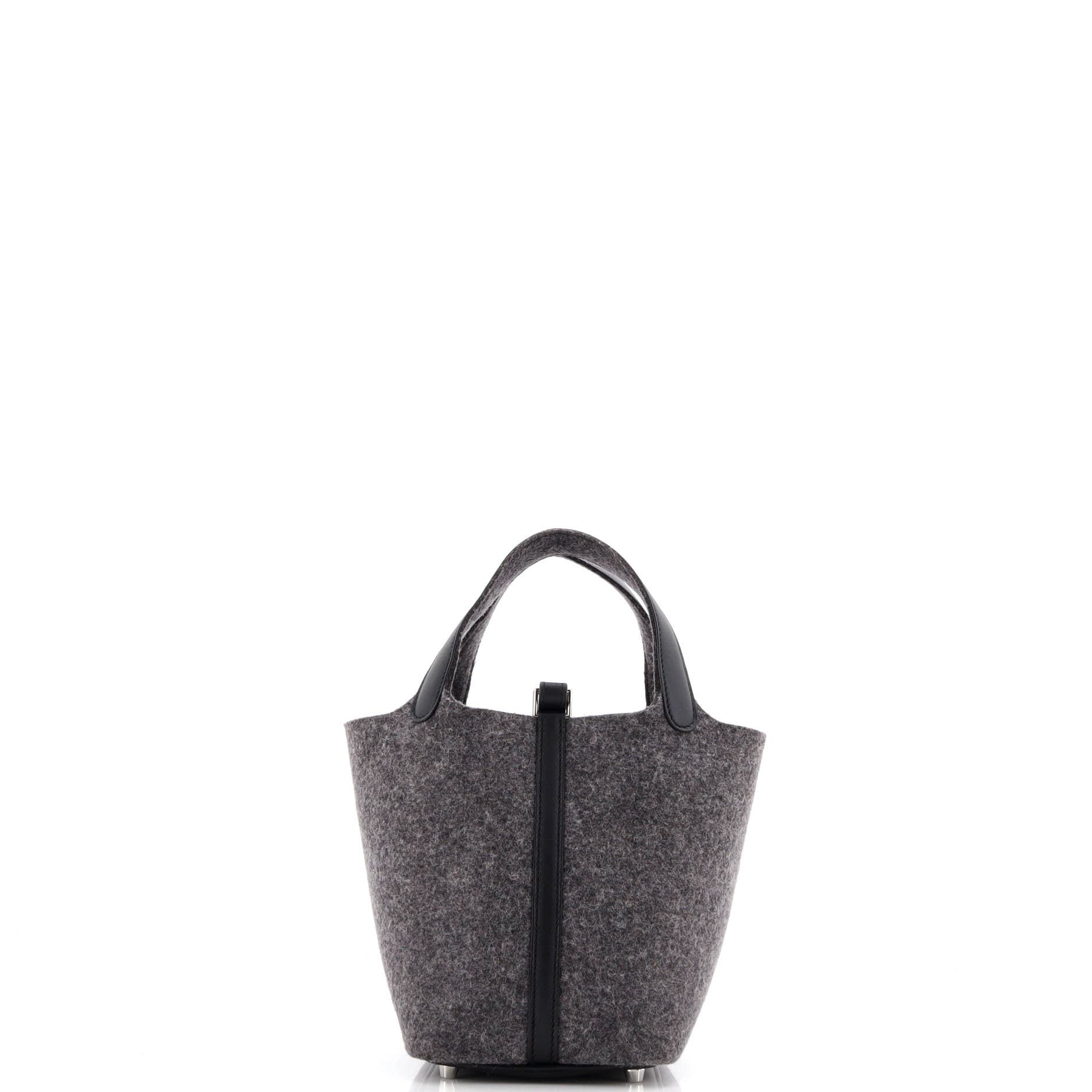 Pre-Owned Hermes Picotin Lock Bag Felt with Leather PM, Alternate, color, Gris Moyen