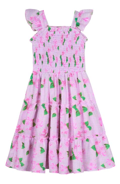 Kids' Rose Garden Gingham Smocked Tiered Dress (Toddler, Little Kid & Big Kid)