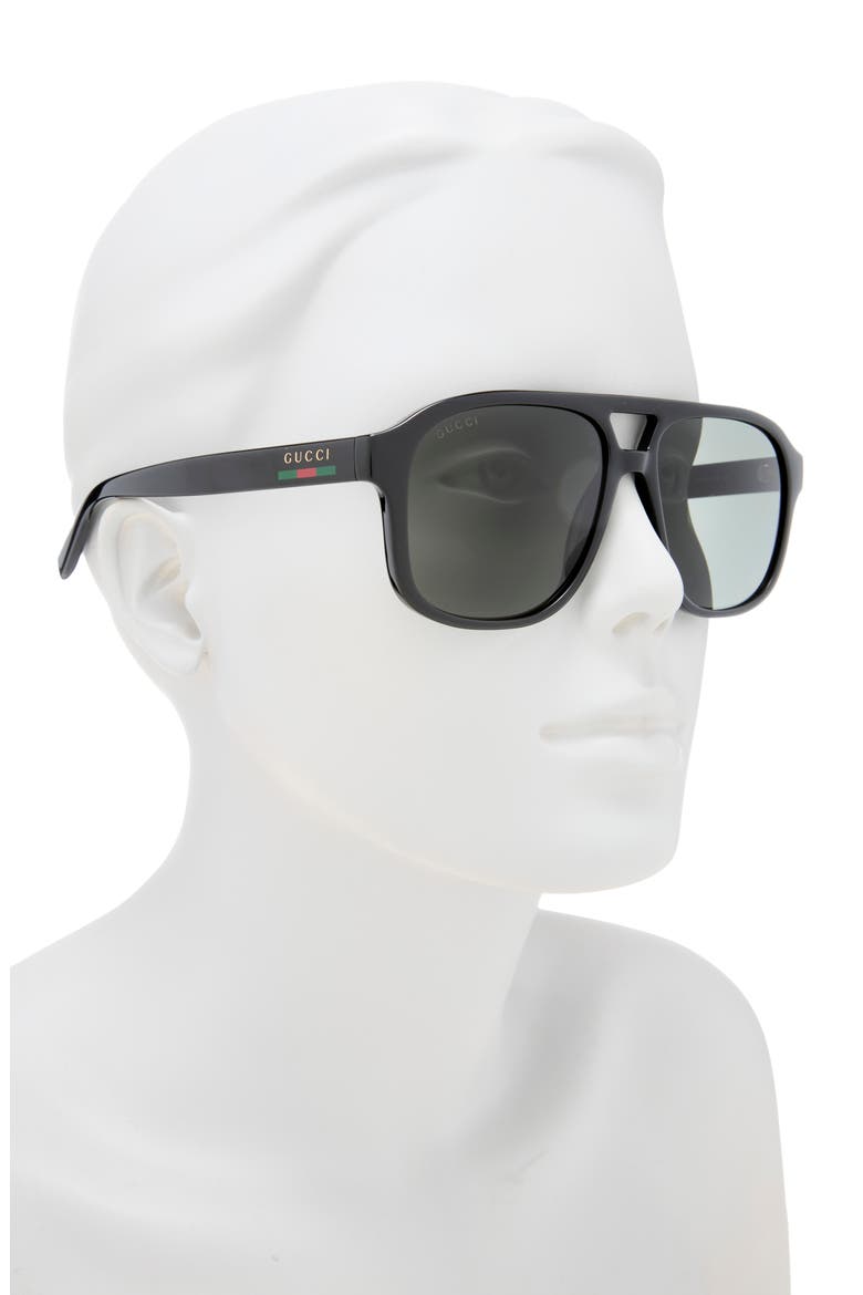 57mm Navigator Sunglasses, Alternate, color, BLACK