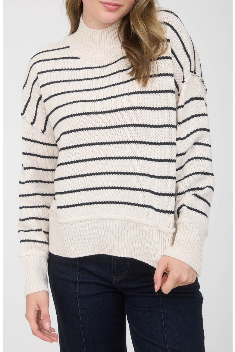 Stripe Mock Neck Sweater, Main, color, CREAM