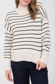 Blu Pepper Stripe Mock Neck Sweater