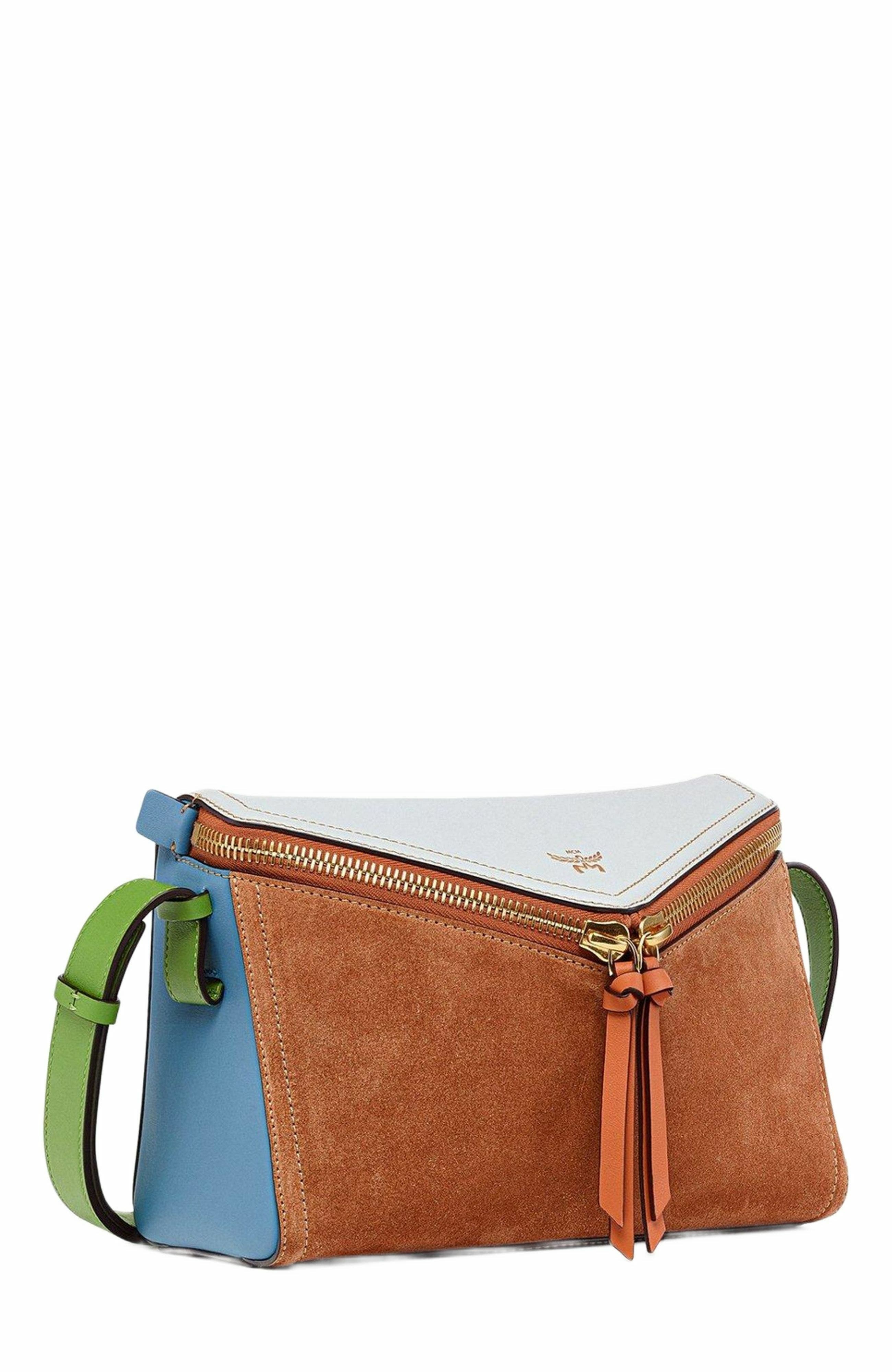 MCM Diamant 3D Shoulder Bag in Suede and Calf Leather, Alternate, color, Multi