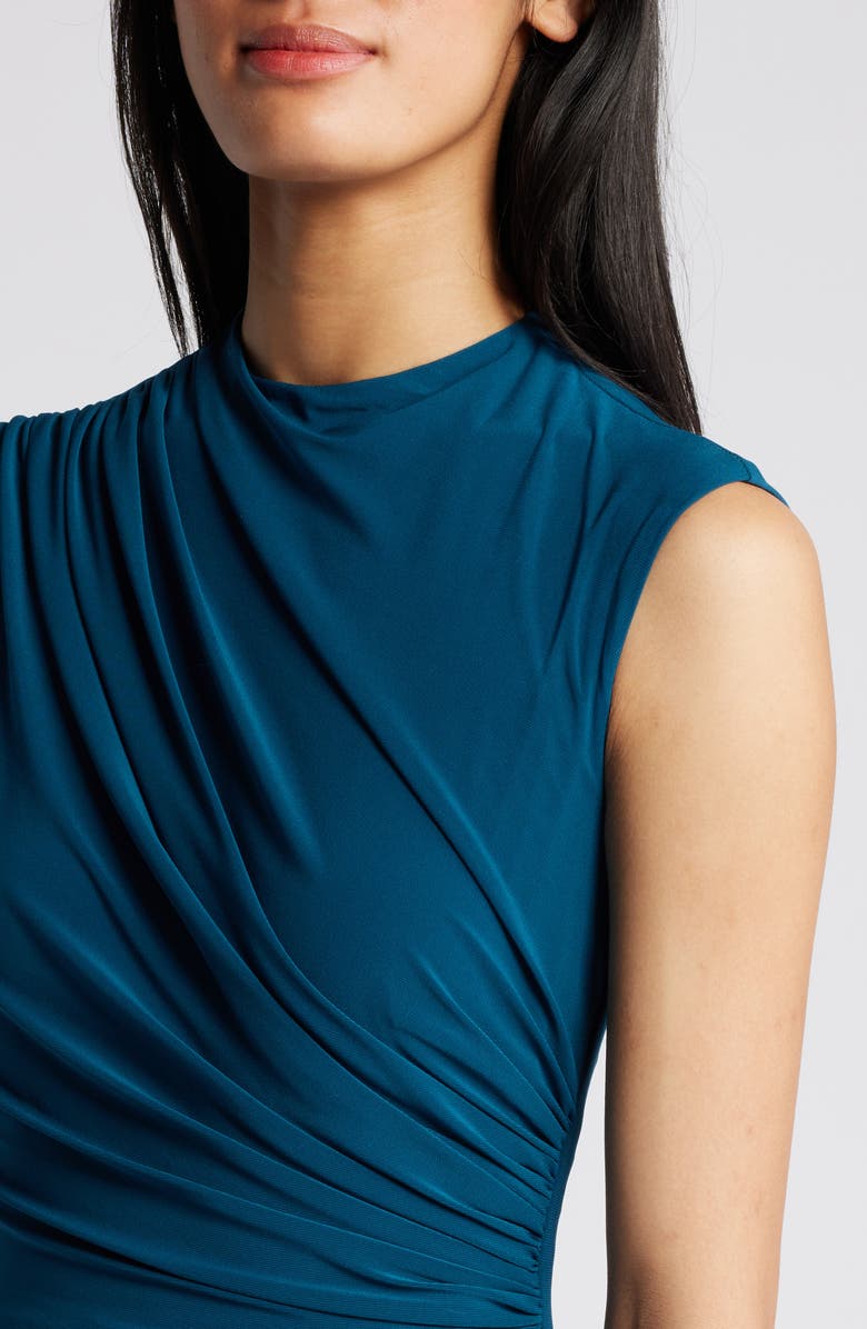 Betsy & Adam Ruched Sleeveless Gown, Alternate, color, Mallard