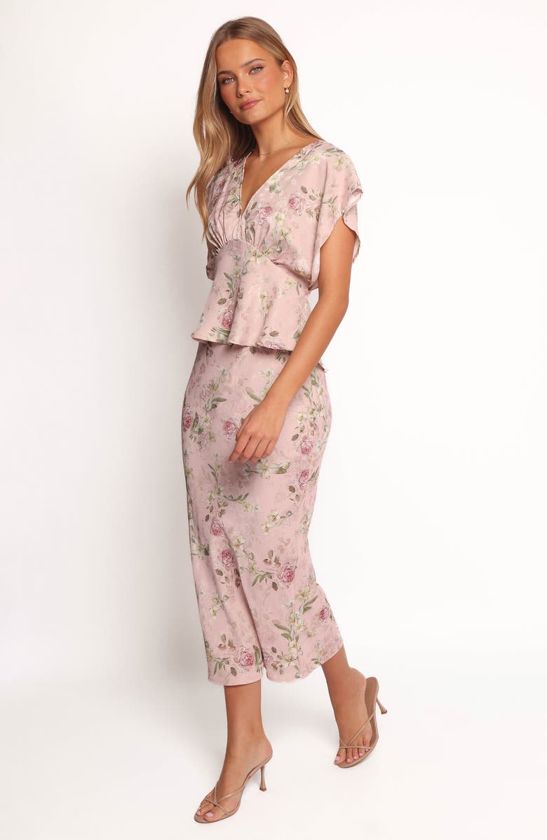 Petal & Pup Kenna Floral Satin Midi Skirt, Alternate, color,