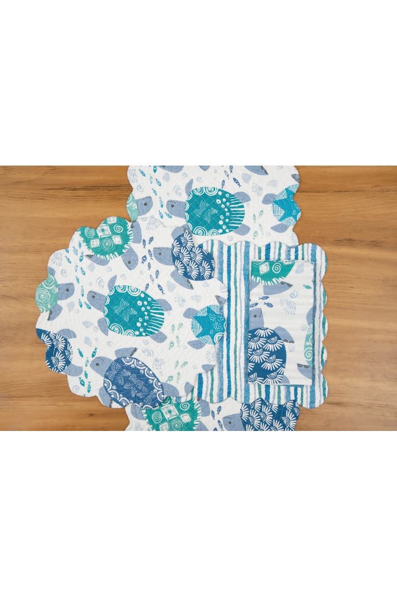 Turtle Bay Reversible Blue Coastal Napkin Set of 6, Alternate, color, Blue