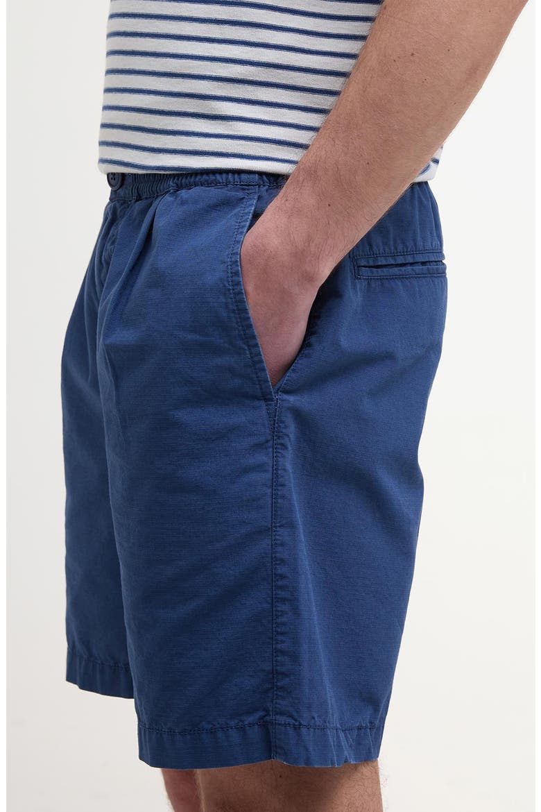 Rickfell Pleated Cotton Ripstop Shorts, Alternate, color, DARK DENIM